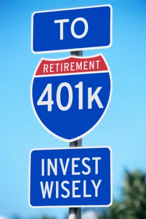 road sign saying to 401k retirement invest wisely