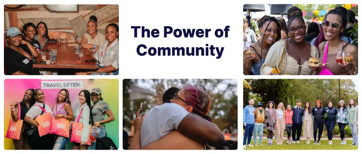 A collage of joyful clinicians participating in various Trusted Community events, showcasing the vibrant and supportive atmosphere of the Trusted Circle.