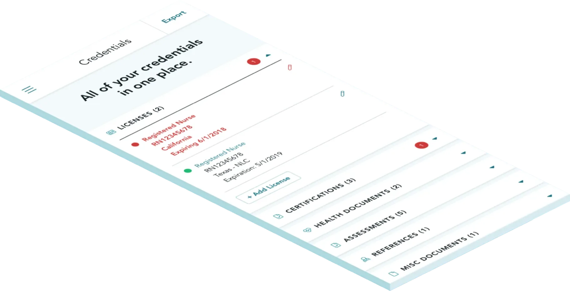 Credentials in one place screen