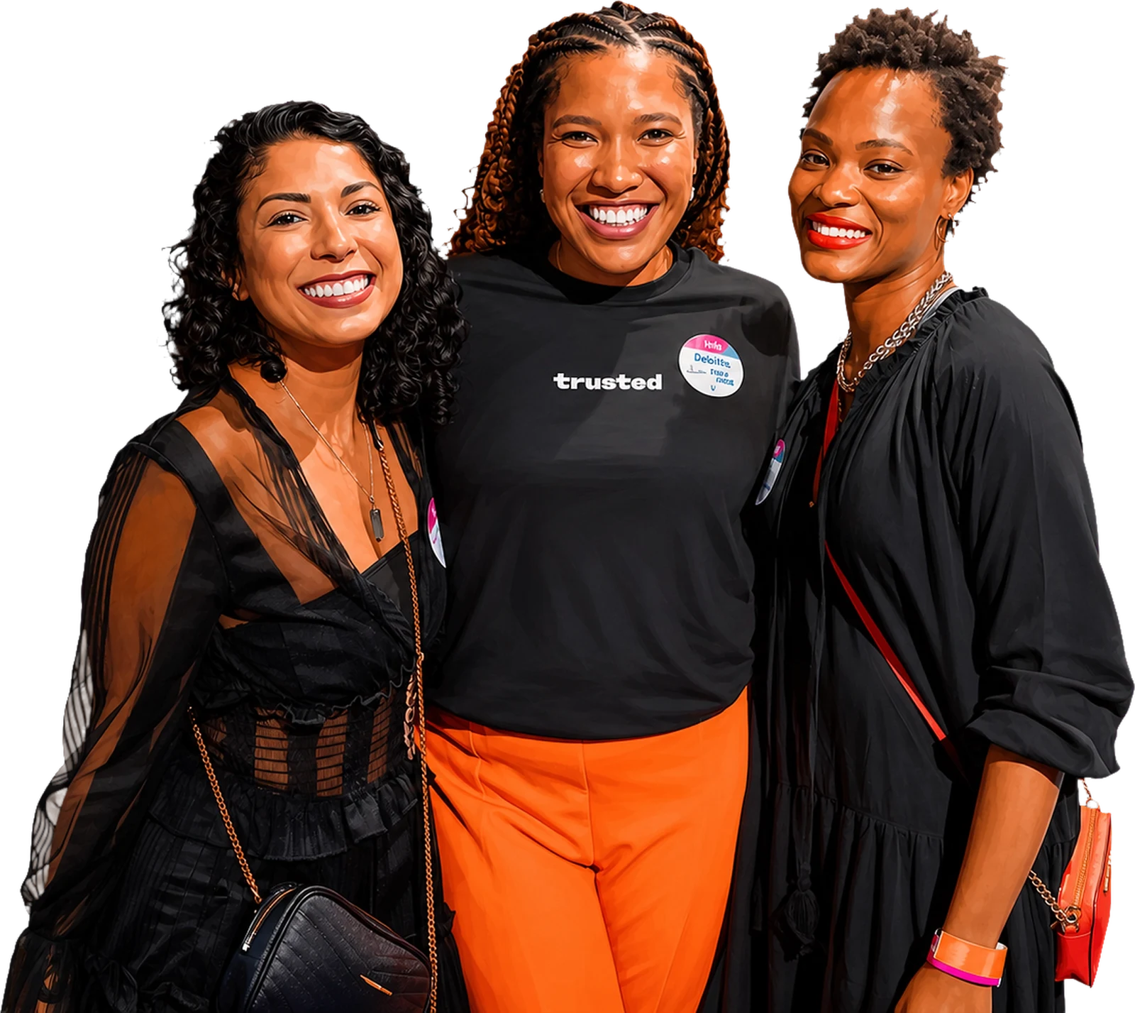 Three Trusted teammates at a company event
